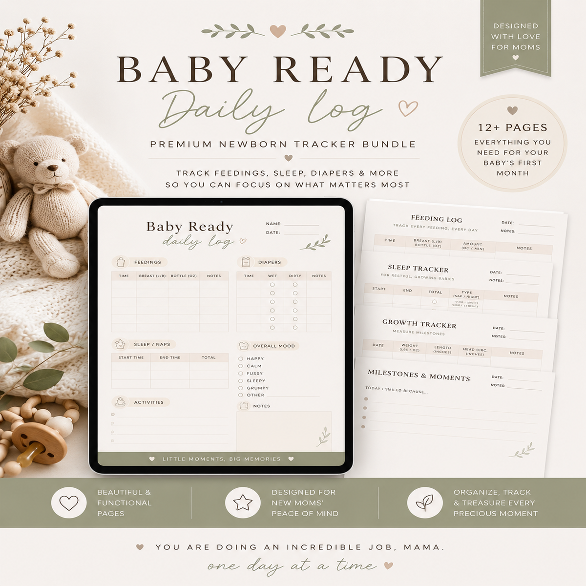 Newborn Daily Log — Premium Planner & Memory